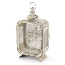 lanterna shabby chic con rete metallica e fregi