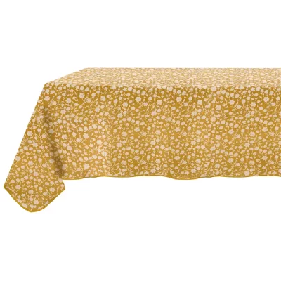 Housse de table en coton couleur moutarde Floral Impression 150x150
