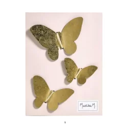 Set di 3 farfalle in metallo dorato da appendere