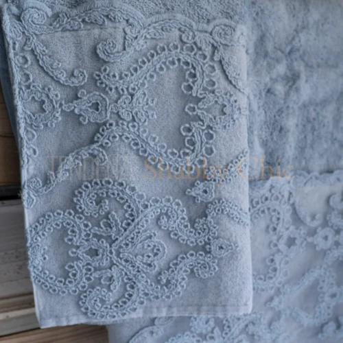 asciugamani in cotone e pizzo arabesque fiordaliso