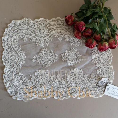 centrino in pizzo corinzio luxury 35x50 biscotto shabby chic