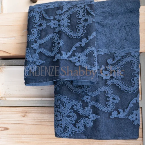 coppia in spugna viso e ospite pizzo arabesque mediterraneo 4