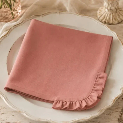 Servilleta rosa con galetta 3 cm 45x45