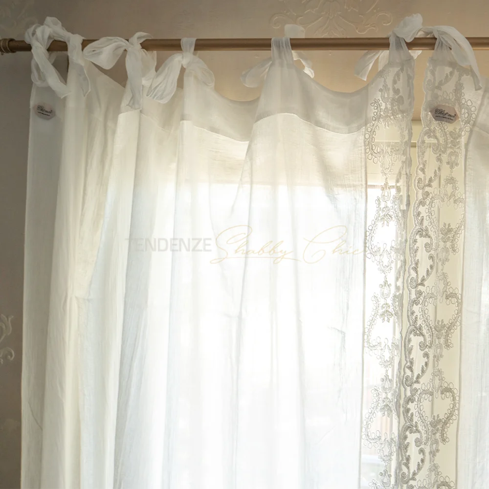 Romantique marco cortina Arabesque blanco natural con embrasse 160x300