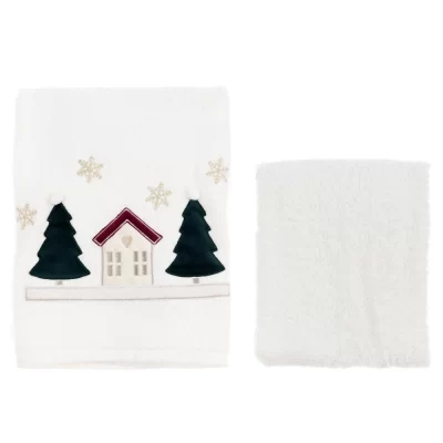 Blanc Mariclo paire de serviettes "Natale Italiano"