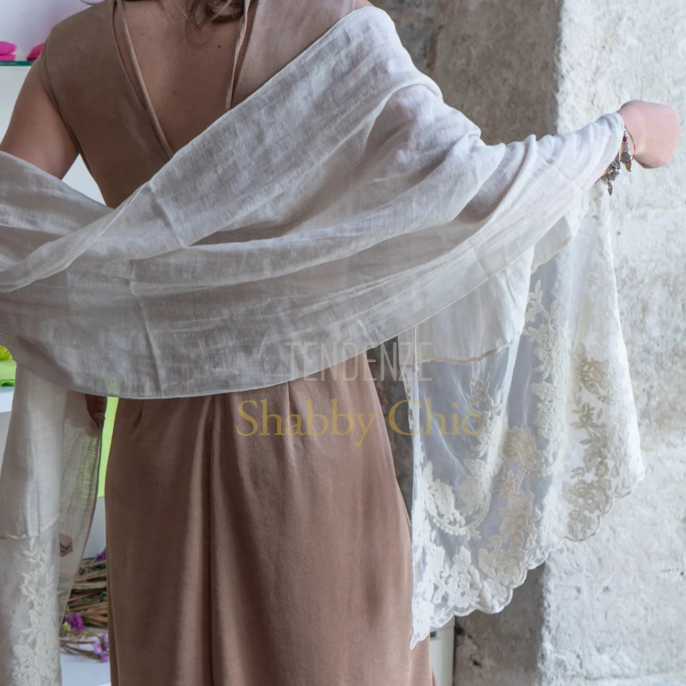 Pashmina en lin et dentelle Caterina Chez Moi Biscotto