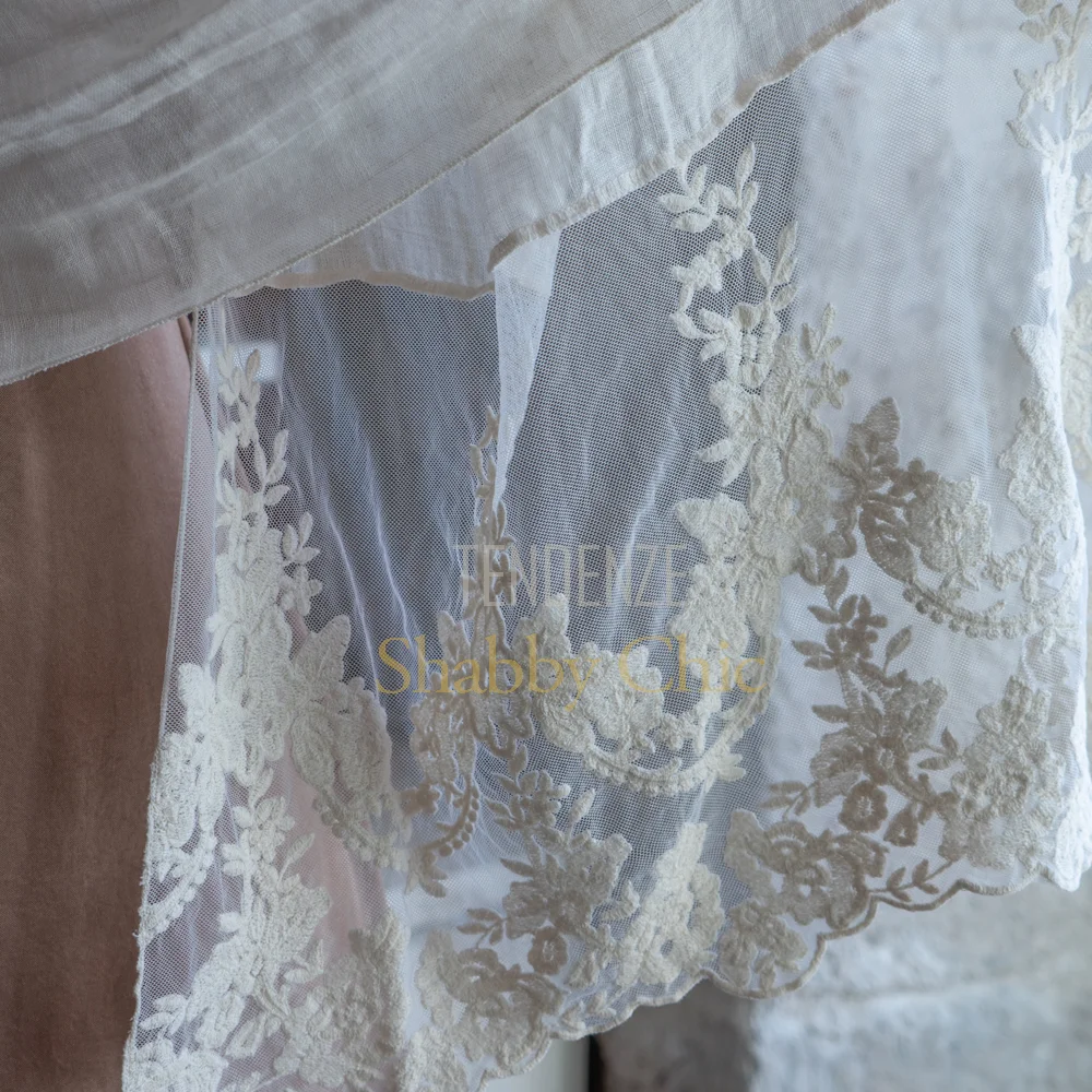 Pashmina en lin et dentelle Caterina Chez Moi Biscotto – Image 5