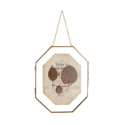 Blanc Mariclo Quadro in vetro ottogonale con bordi dorati