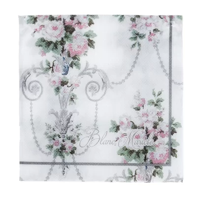 Blanc MariClò Vintage Floral serviettes en papier à carreaux 30 pièces
