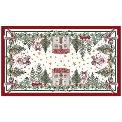 Blanc Mariclo Alfombra navideña con estampado "Natale Italiano" 100x170