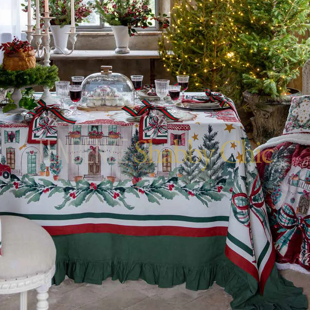 Blanc Mariclo Mantel redondo de Navidad "Natale Italiano" 165 cm