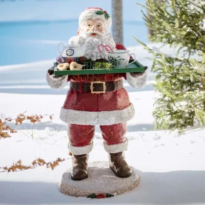 Blanc Mariclo Père Noël avec plateau H 64 cm