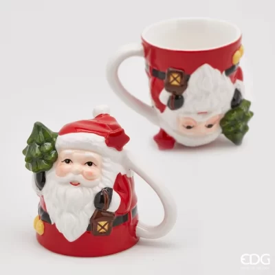 EDG Tasse à thé Père Noël à l'envers avec pin H 12