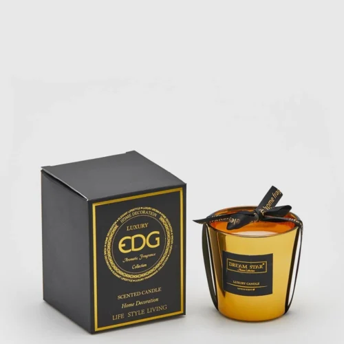 Candela con barattolo in vetro dorato EDG completa di scatola regalo