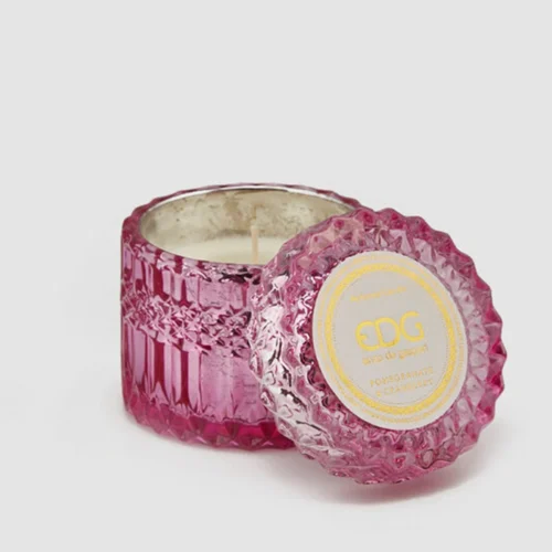 EDG candela profumata Cristal in vasetto fucsia e senza mirtillo rosso e melograno 160 grammi