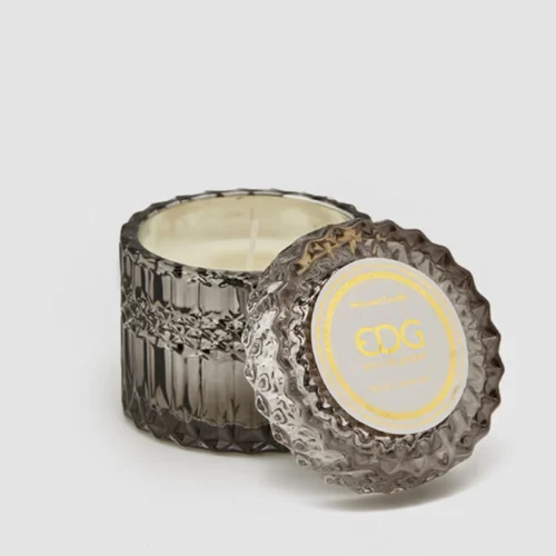 EDG candela profumata Cristal in vasetto grigio e senza basilico e menta