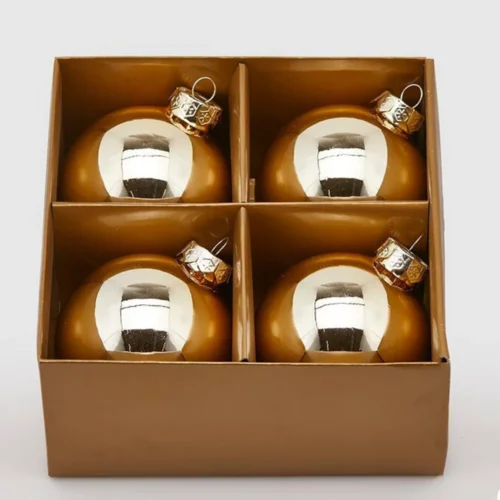 EDG scatola con quattro sfere dorati diametro 8 cm