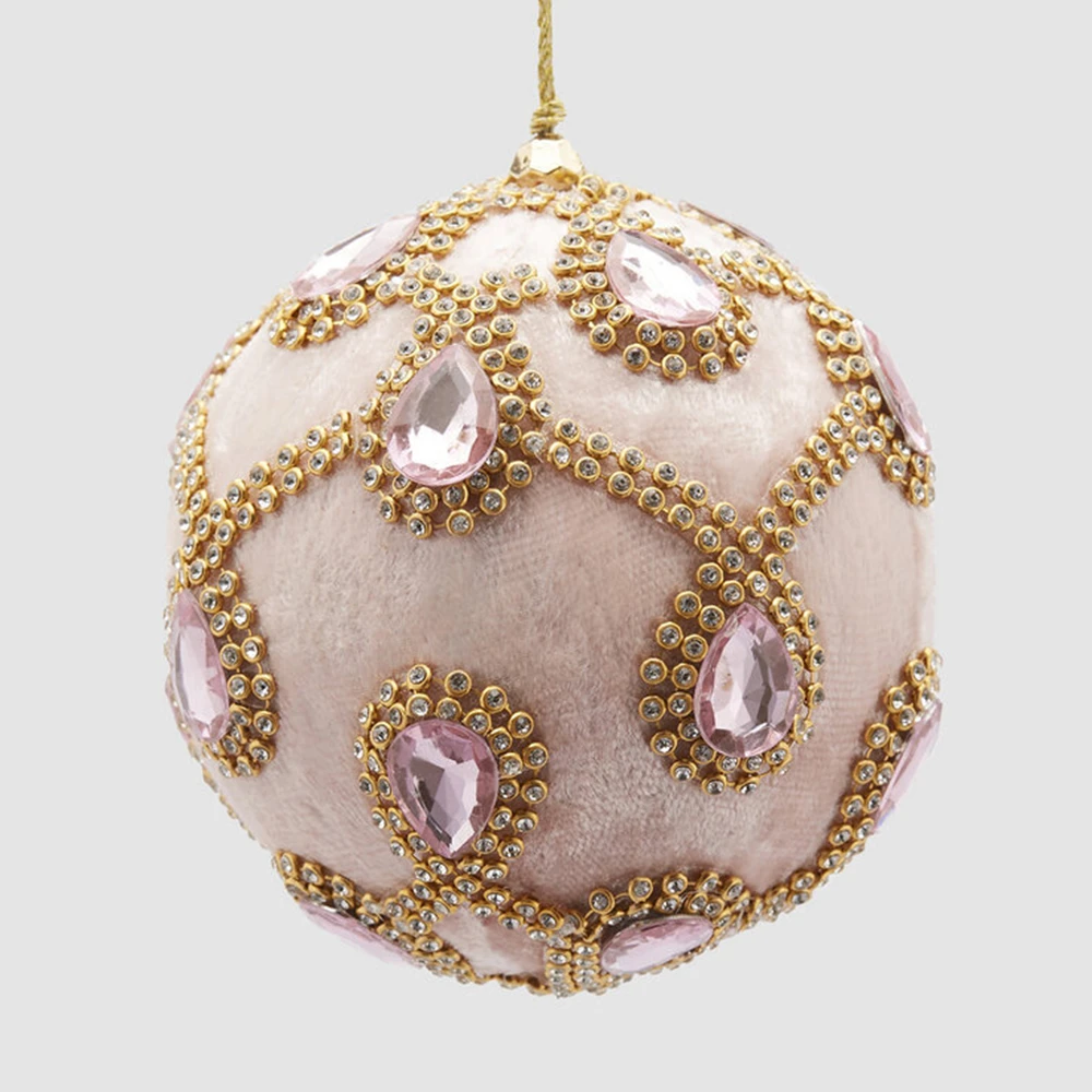 EDG sfere in velluto rosa con gemme rosa e brillantini oro