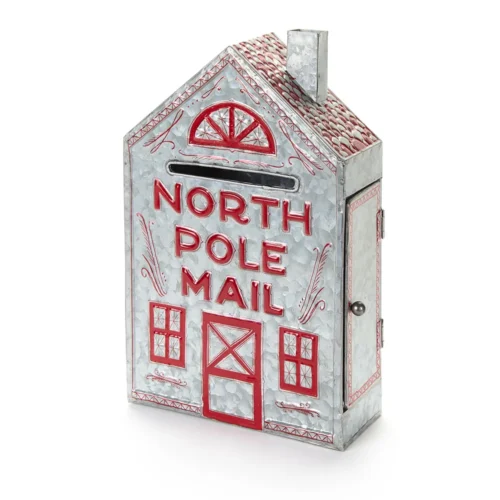 Cassetta porta lettere in ferro e scritta North Pole mail