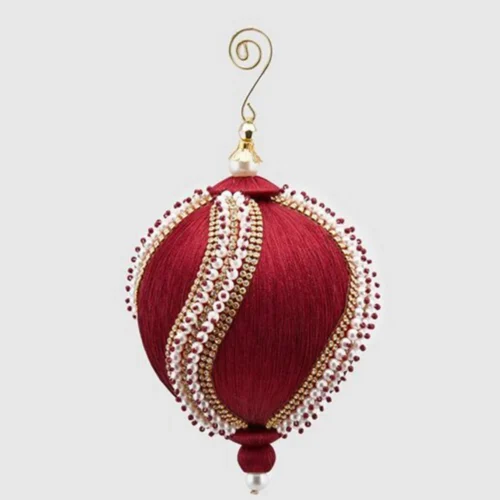 Decorazione da appendere sull'albero di Natale in tessuto molto grande con brillanti e perle