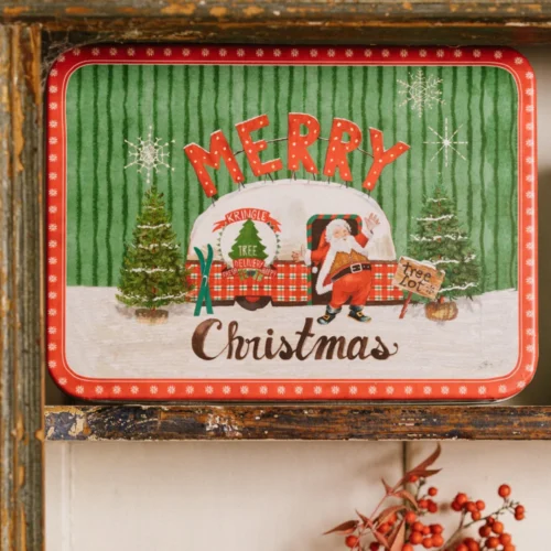 Scatola in latta natalizia con stampa Babbo Natale
