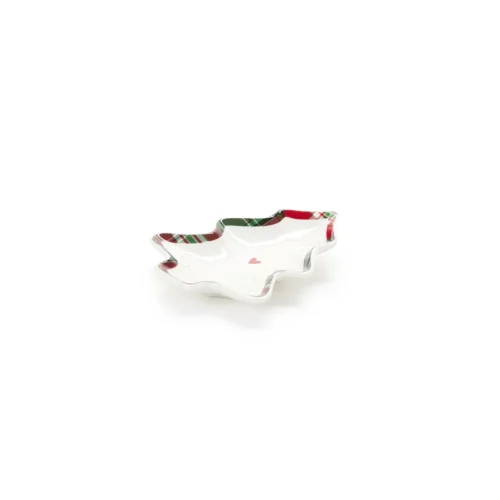 Nuvole di stoffa vassoio piccolo in porcellana con bordo in fantasia tartan