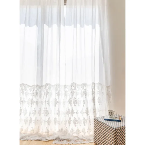 Chez Moi Rideau Renaissance Flora 140x300 Blanc Naturel