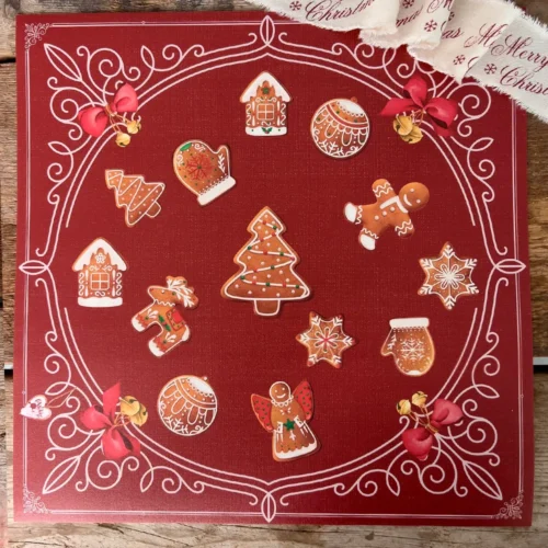 L'Atelier 17 Set 4 manteles individuales navideños rojos en vinilo jengibre 36x36