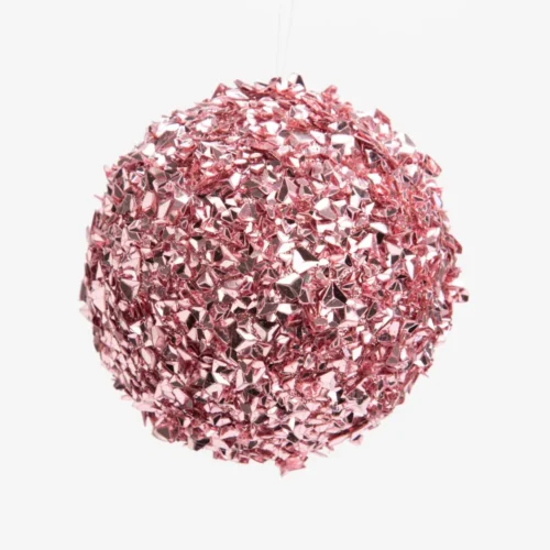 Alternative view of Palla di natale con glitter rosa 8 cm