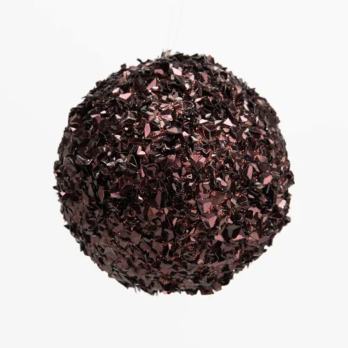 Alternative view of Sfera di natale da appendere viola con brillantini 8 cm