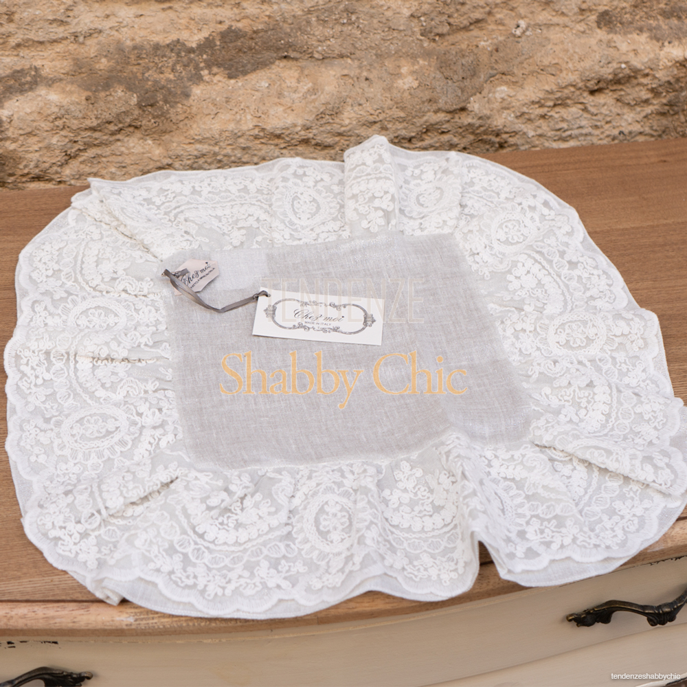 Chez Moi Centrino con volant in pizzo Carillon Chic Argento 40x40 - immagine 4