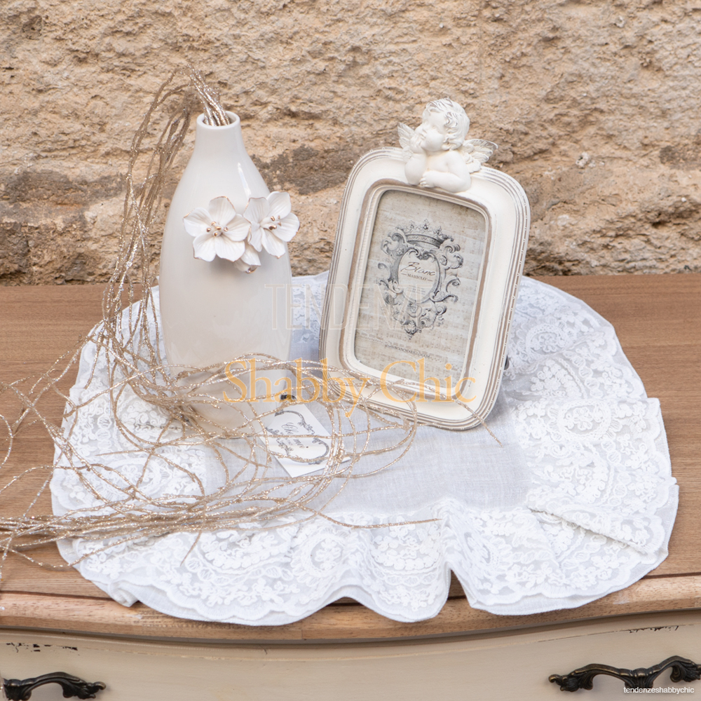 Chez Moi Centrino con volant in pizzo Carillon Chic Argento 40x40 - immagine 2