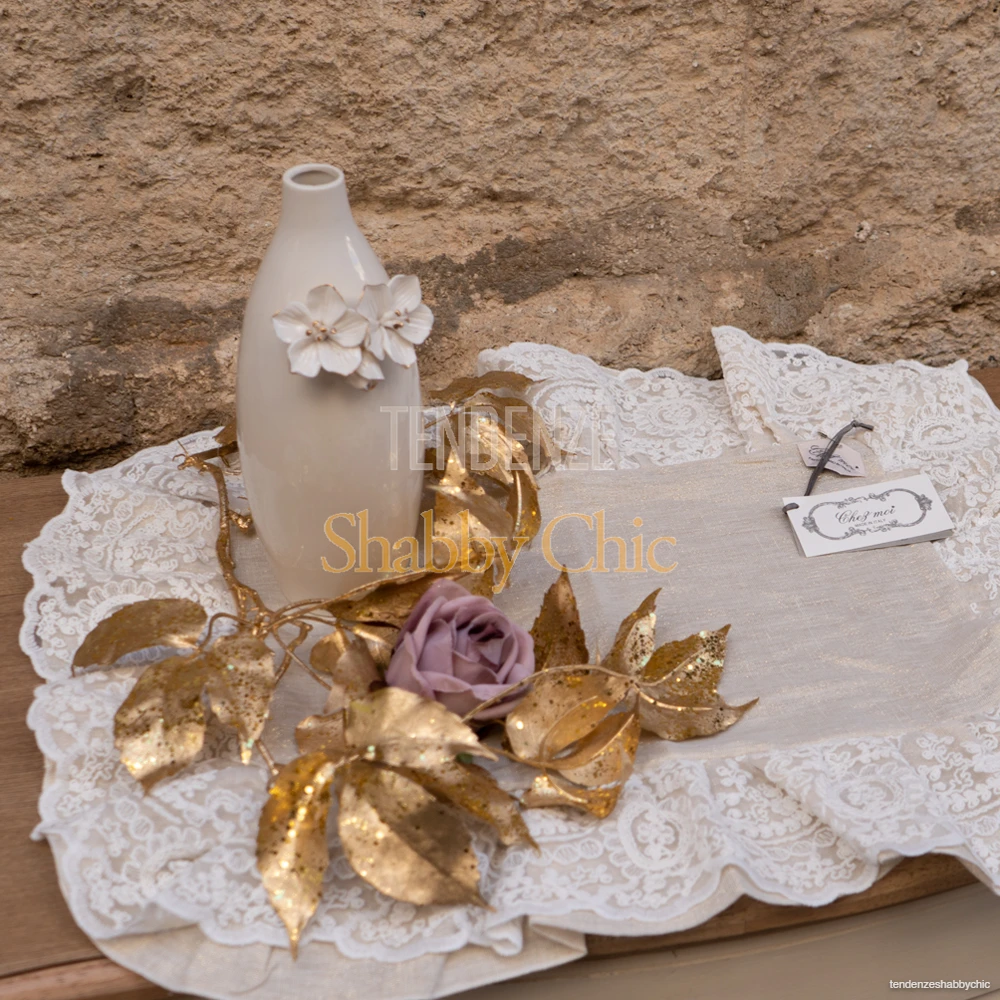 Chez Moi Tapete con volantes de encaje Carillon Chic oro 45x55 - Imagen 3