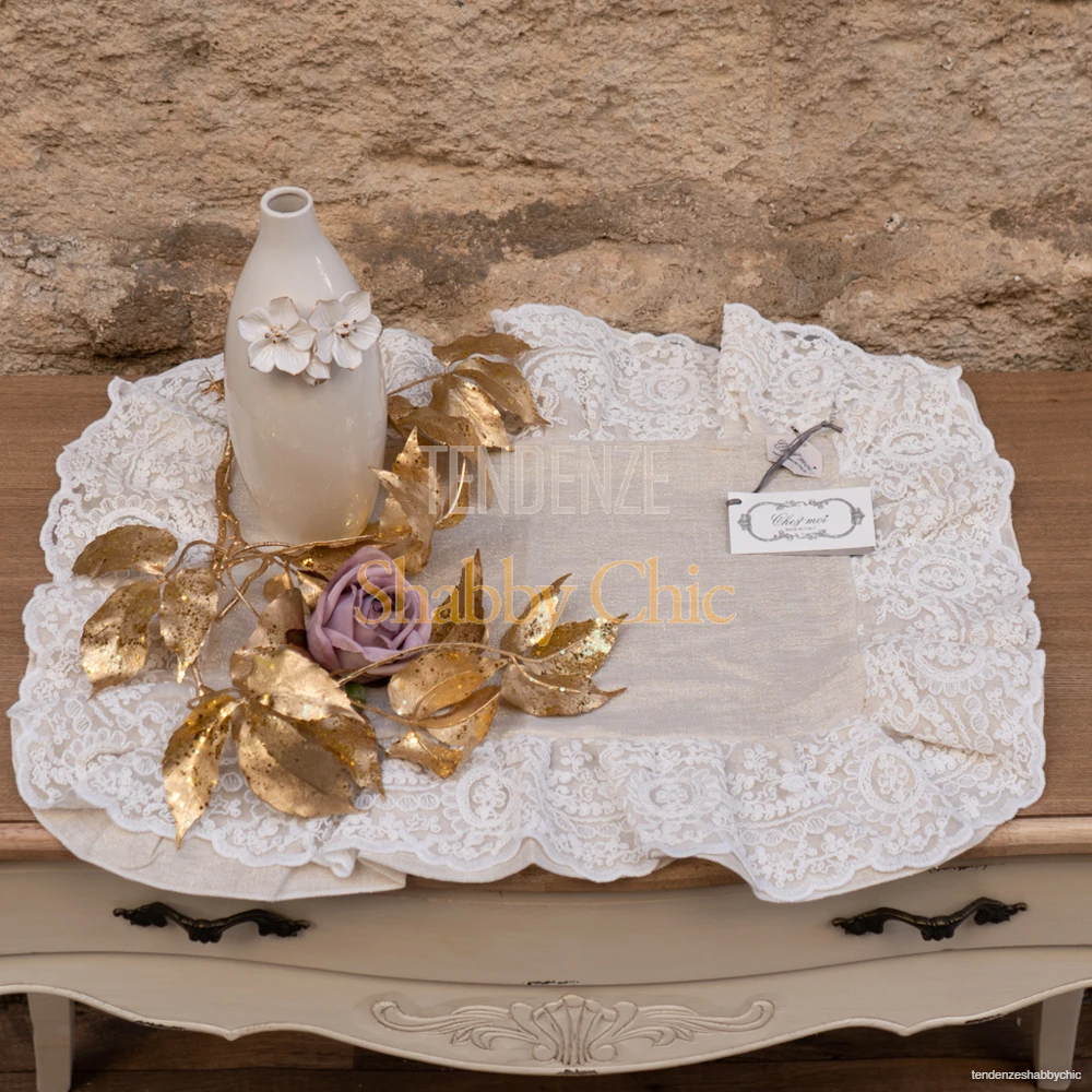 Chez Moi Tapete con volantes de encaje Carillon Chic oro 45x55 - Imagen 4