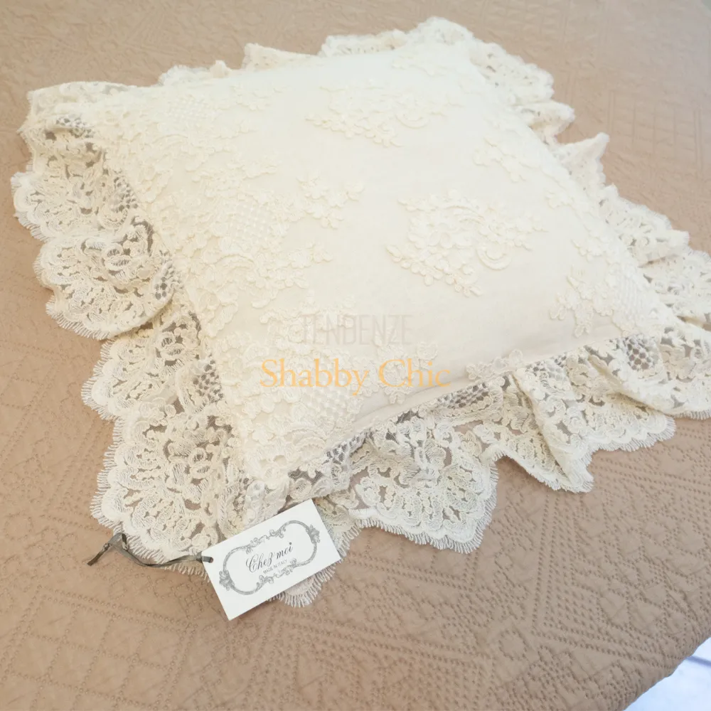 Enjoy Home Federa Per Cuscino In Cotone Con Pizzo | 40x40 Cm, Colore Grigio, Con Cerniera - 4