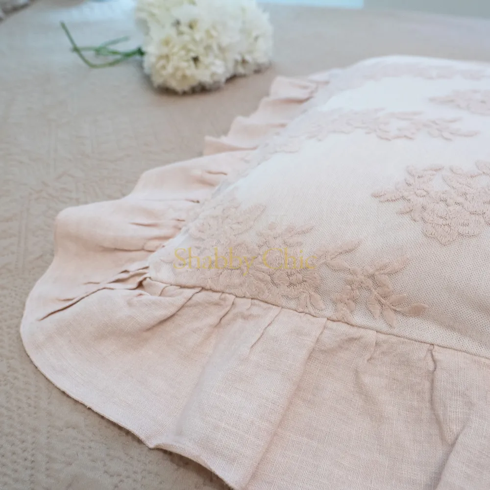 Chez Moi Federa in lino e pizzo Versailles Polvere di Cipria 50x50 2 Chez Moi Federa in lino e pizzo Versailles Polvere di Cipria 50x50 - immagine 2