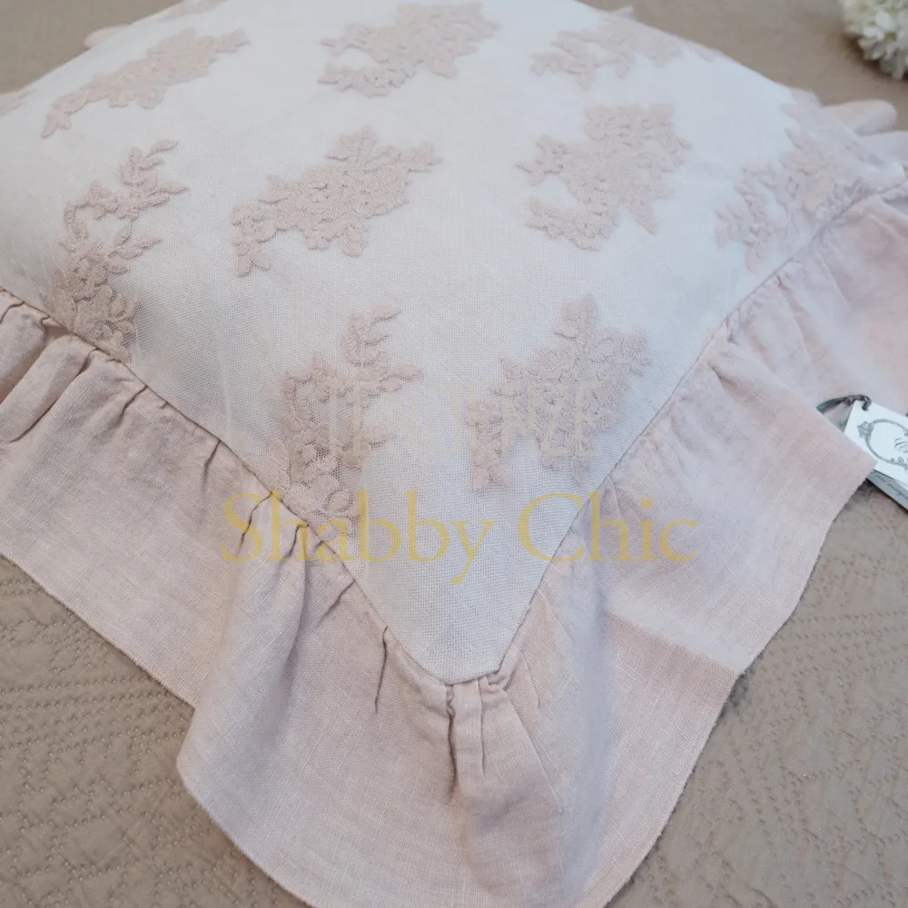 Chez Moi Federa in lino e pizzo Versailles Polvere di Cipria 50x50 4 Chez Moi Federa in lino e pizzo Versailles Polvere di Cipria 50x50 - immagine 4