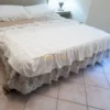 Chez Moi Somier doble de terciopelo blanco con pizzo corinzio