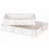 Set 2 vassoi il legno bianco con manici con bordo intagliato