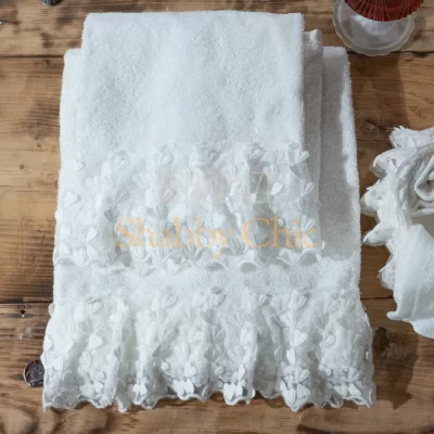 L'Atelier 17 Par de toallas de cara e invitadas Lolita blanco óptico