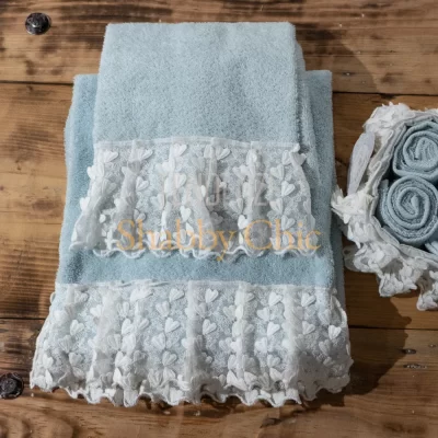 L'Atelier 17 Par de toallas de cara e invitadas Lolita azul