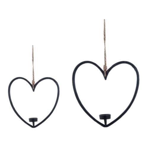 Blanc Mariclò Set 2 porta tealight a forma di cuore da appendere