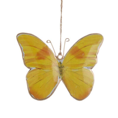 Blanc Mariclo Papillon jaune à suspendre 15x13