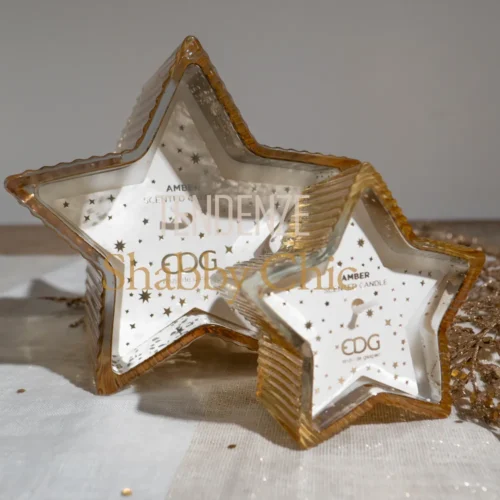 Bougie parfumée étoile Ambre EDG en verre 2 tailles