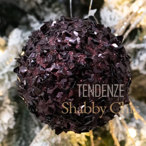 Sfera di natale da appendere viola con brillantini 8 cm