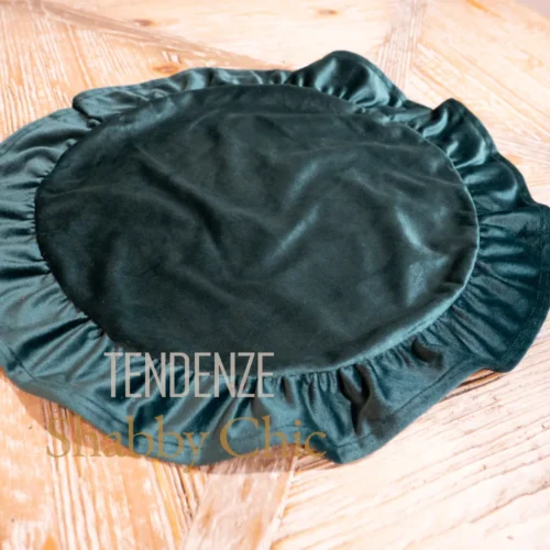 Alternative view of L'Atelier 17 Bajoplato redondo de terciopelo verde bosque A Corte 45 cm