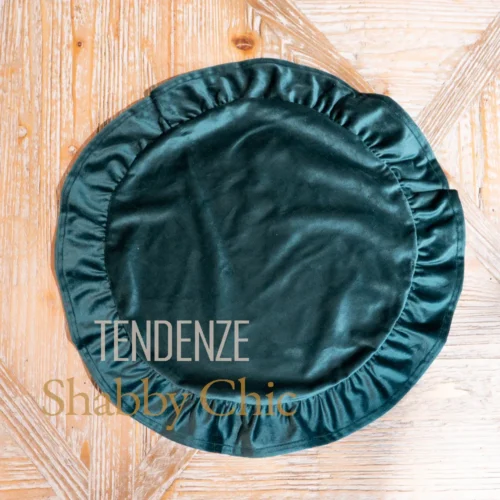 L'Atelier 17 Bajoplato redondo de terciopelo verde bosque A Corte 45 cm