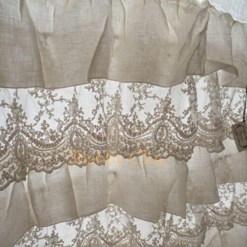 Alternative view of Chez Moi Rideau en lin à volants dentelle Corinzio 140x300 Vintage Fango