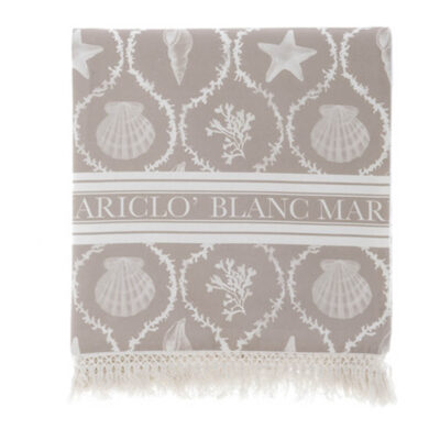 Blanc Mariclo Telo mare beige in stile marino e frange 85x180