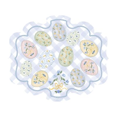 Blanc Mariclo Tovaglietta in vinile vichy azzurro e uova pasquali Pretty Easter 45x36